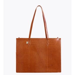 Béis Work Tote in Cognac Croc